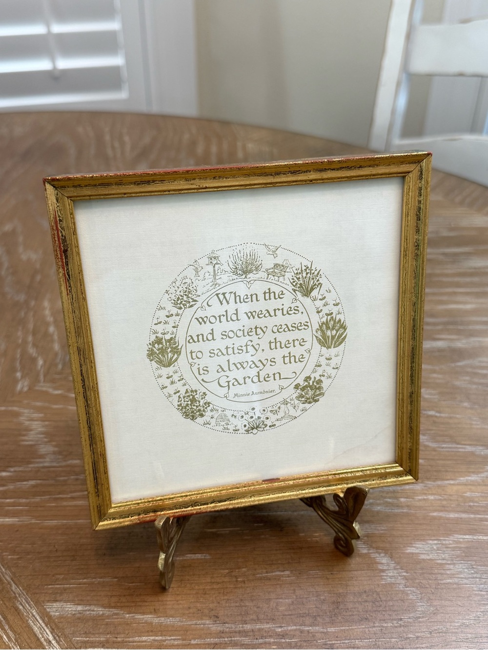 Vintage Minnie Aumonier Garden Quote Framed Plaque Cottage Core